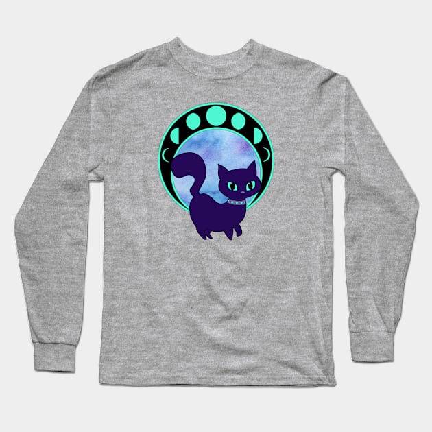 Luna the Moon Cat Long Sleeve T-Shirt by UntidyVenus